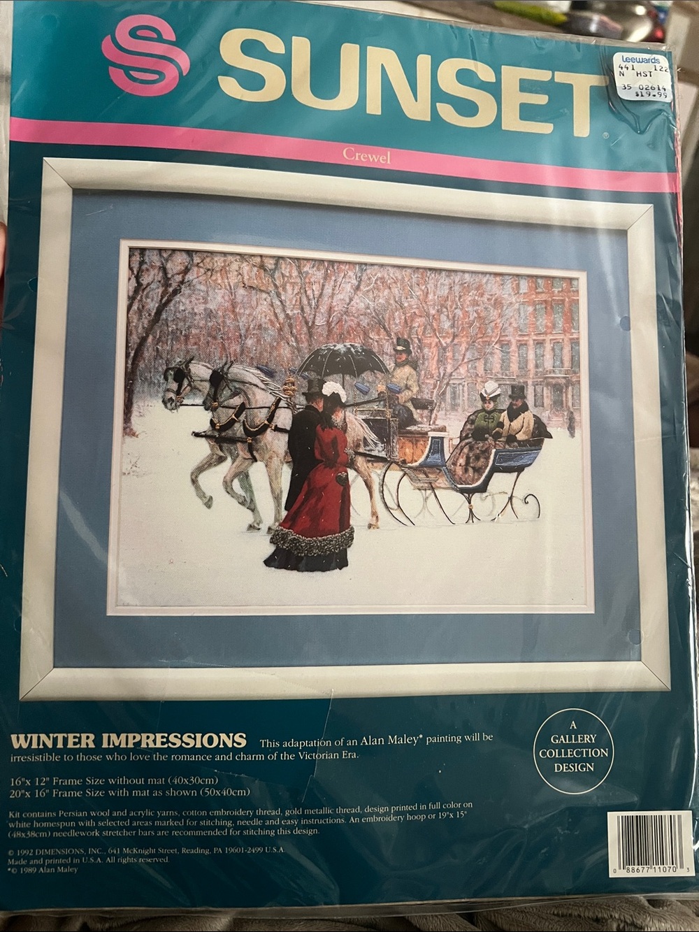 1992 SUNSET Winter Impressions Stitchery Kit. Victorian New. Crewel  embroidery